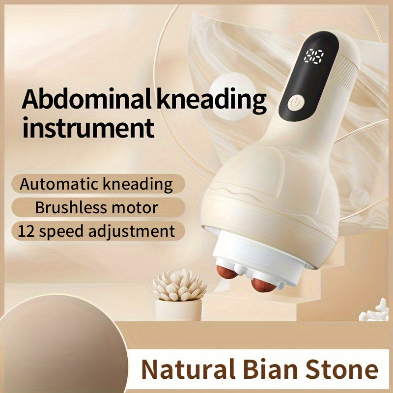 LCD Display Electric Full Body Massager - 12 Gears Adjustment(Cream)-2