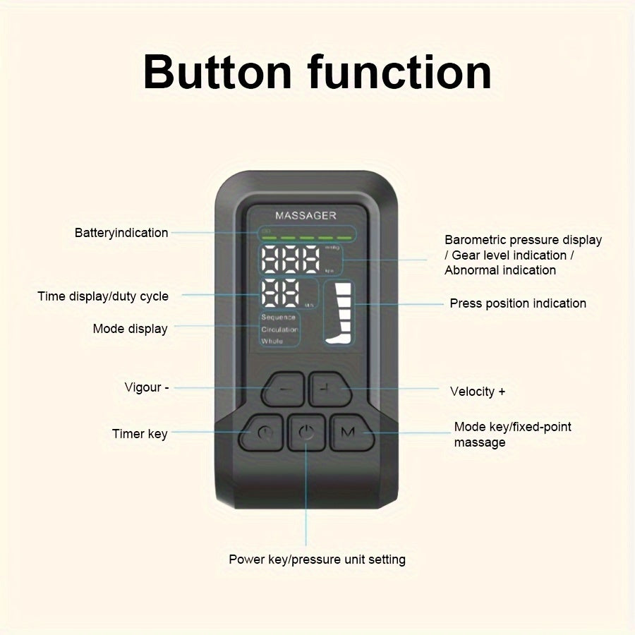 USB-Rechargeable Leg Massager with 360° Wrap & 3D Airbag Pressure(Black)-3
