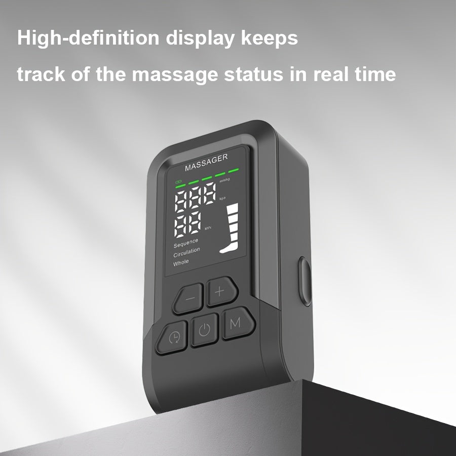 USB-Rechargeable Leg Massager with 360° Wrap & 3D Airbag Pressure(Black)-4