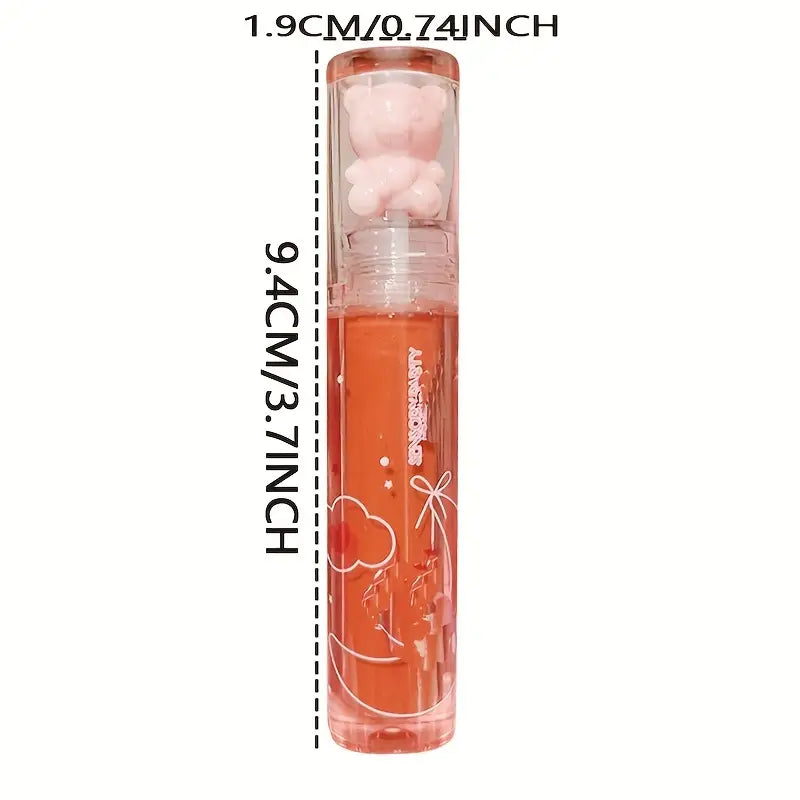 6 Color Lip Gloss Cute Little Bear, Jelly Lips With Sparkling Light Dew Water, Long-lasting Stain Resistant-1