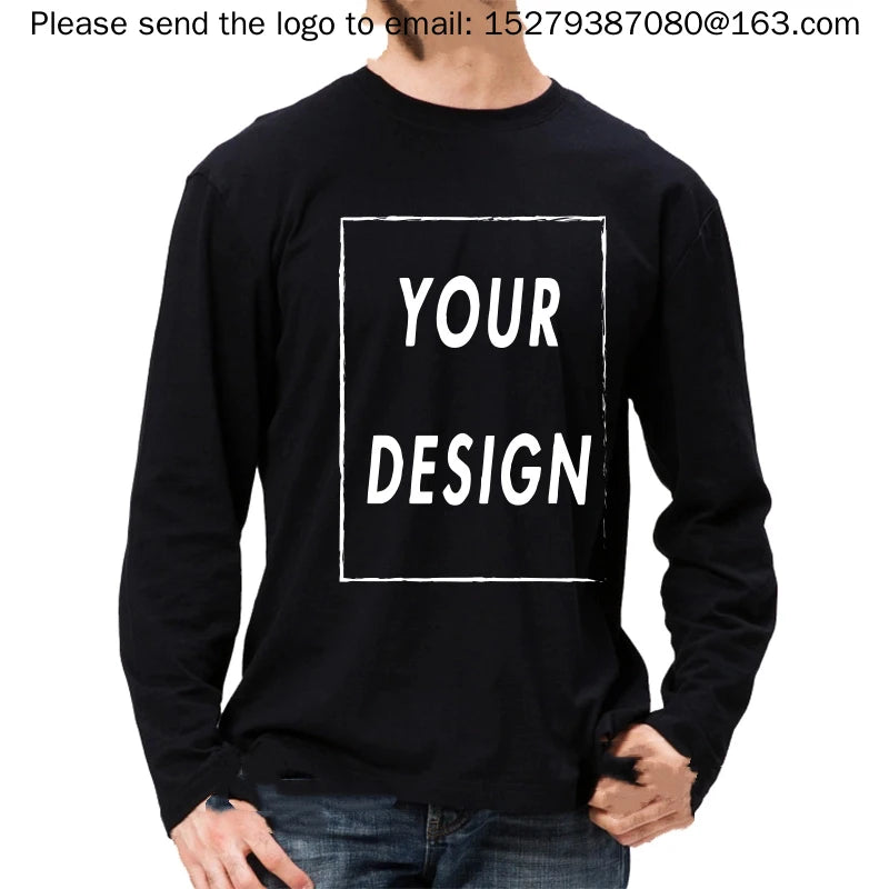 Men and women can add free image copy to cotton long sleeved T-shirts without logos or image design, and customize unisex T-shir