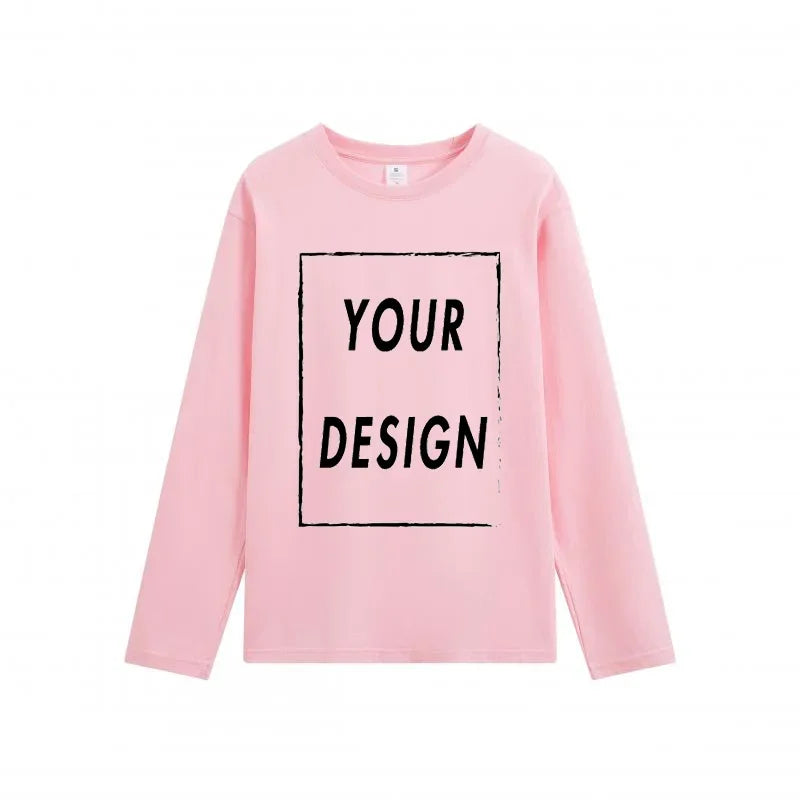 Men and women can add free image copy to cotton long sleeved T-shirts without logos or image design, and customize unisex T-shir