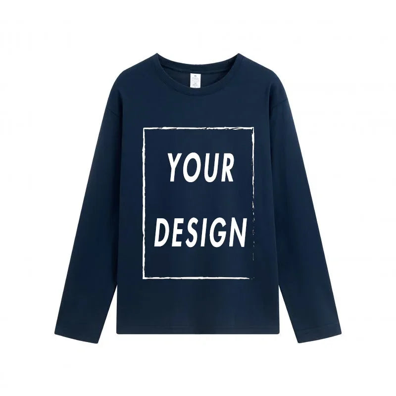 Men and women can add free image copy to cotton long sleeved T-shirts without logos or image design, and customize unisex T-shir