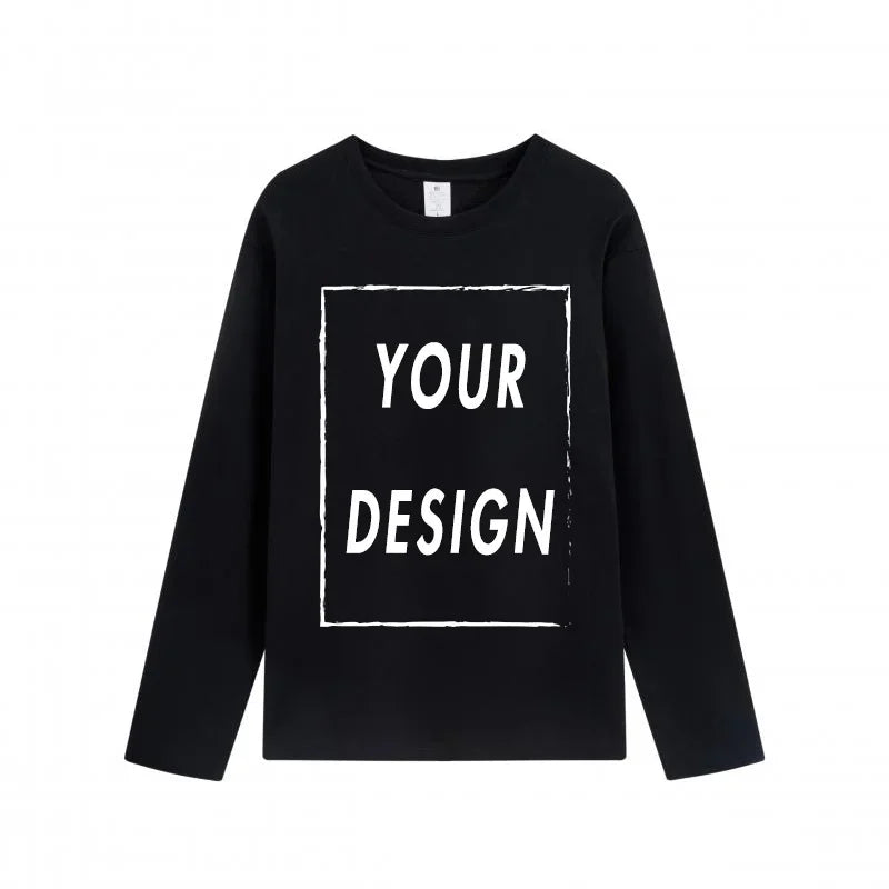 Men and women can add free image copy to cotton long sleeved T-shirts without logos or image design, and customize unisex T-shir