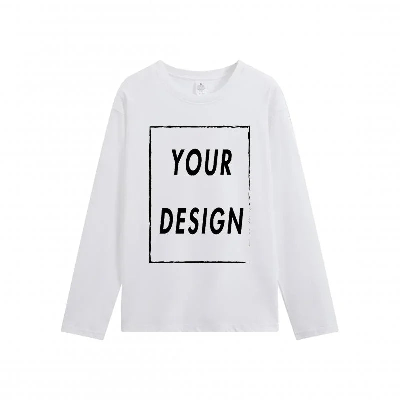 Men and women can add free image copy to cotton long sleeved T-shirts without logos or image design, and customize unisex T-shir