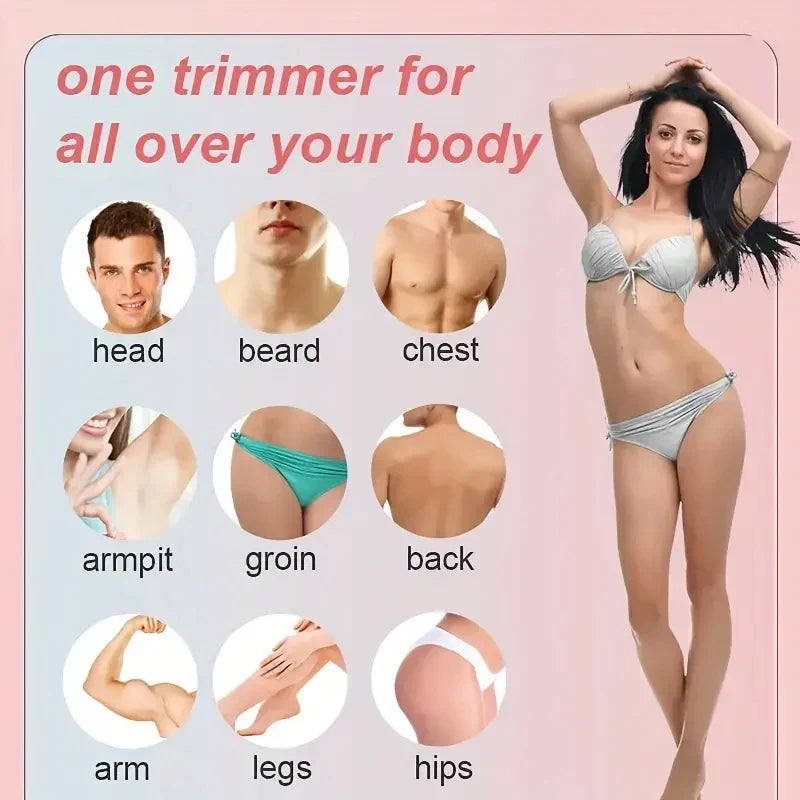 USB Rechargeable Womenโs Electric Razor Full-Body Hair Removal Pink-4