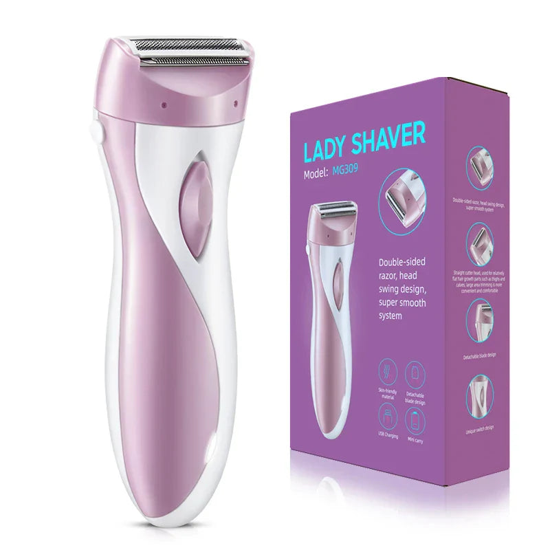 USB Rechargeable Womenโs Electric Razor Full-Body Hair Removal Pink-0