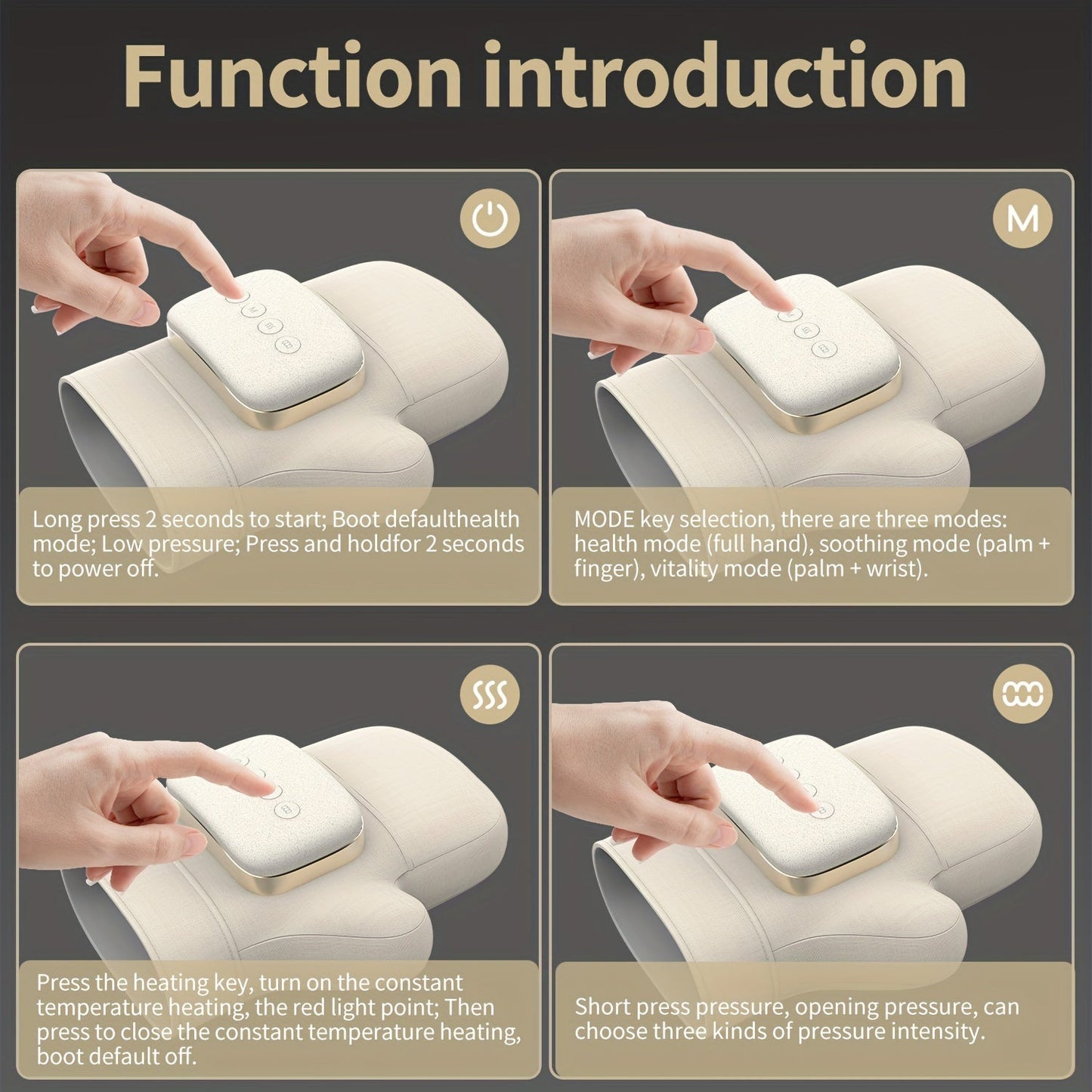 Wireless Electric Hand Massager with Compression & Kneading(White)-2