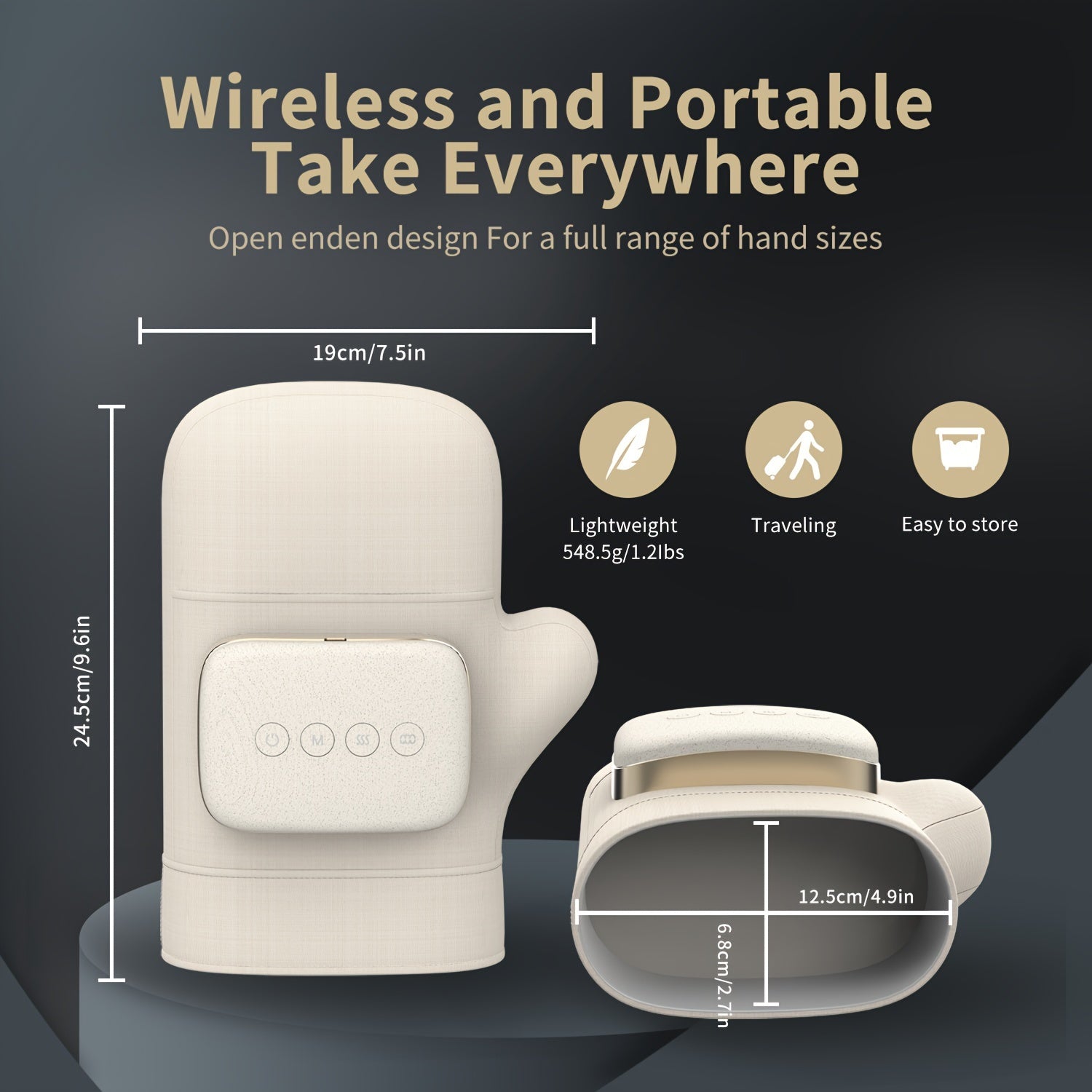 Wireless Electric Hand Massager with Compression & Kneading(White)-1