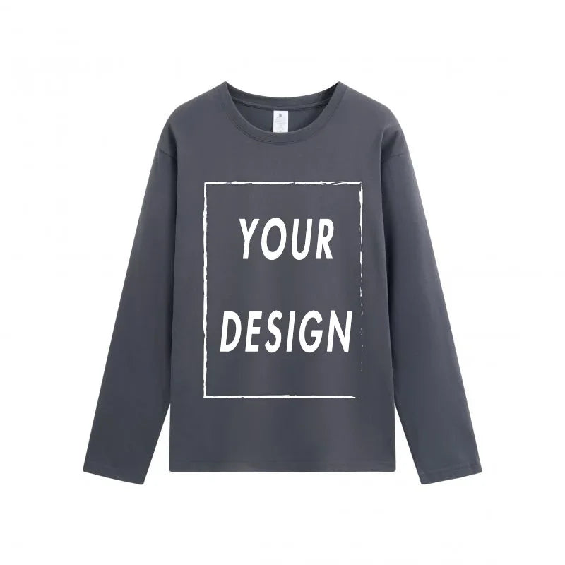 Men and women can add free image copy to cotton long sleeved T-shirts without logos or image design, and customize unisex T-shir