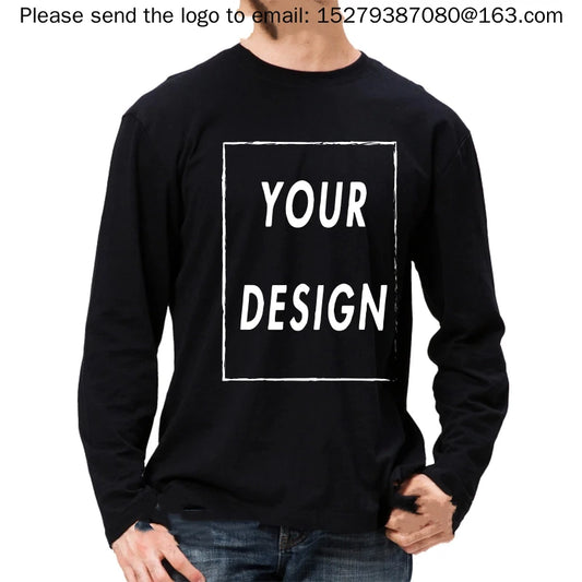 Men and women can add free image copy to cotton long sleeved T-shirts without logos or image design, and customize unisex T-shir